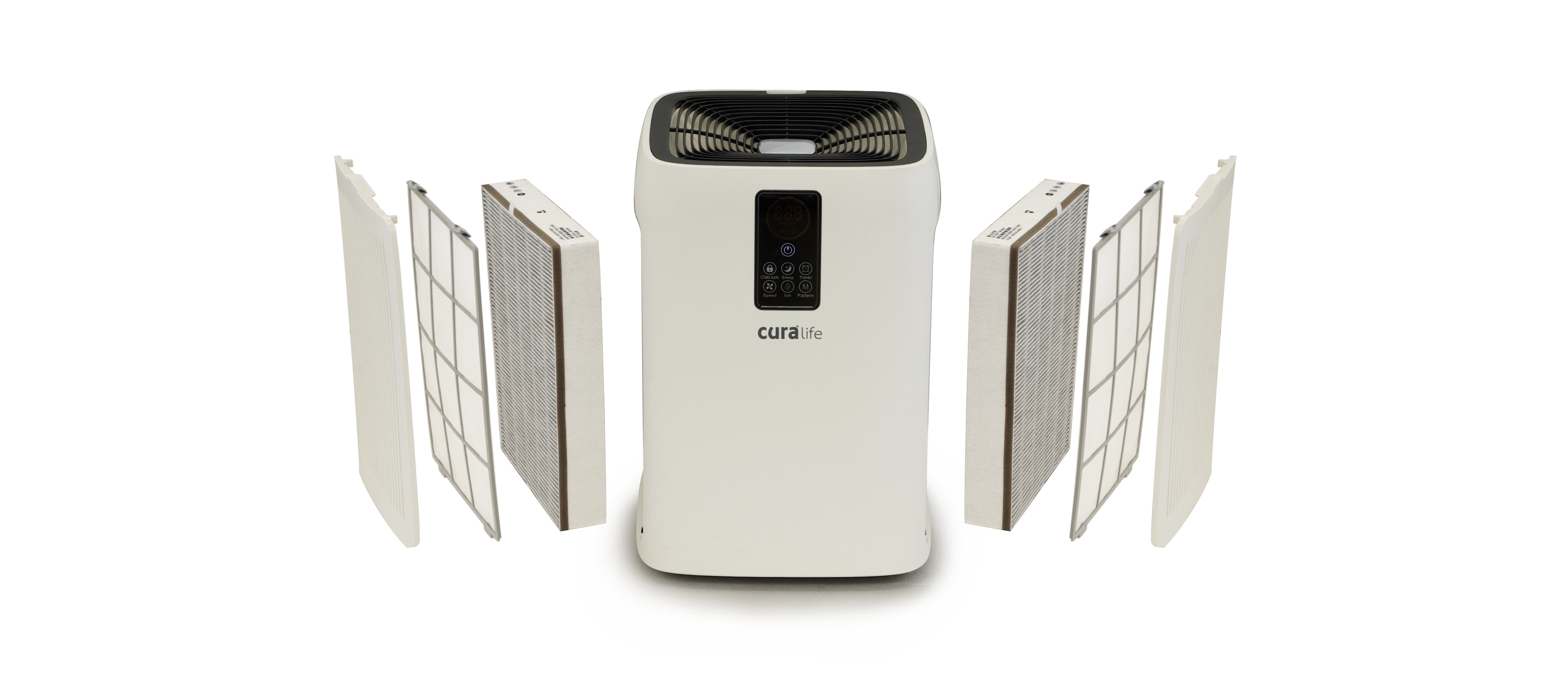 เครื่องฟอกอากาศ cura life รุ่น M4 มีระบบไส้กรองหลายขั้นตอน ตั้งแต่กรองฝุ่นหยาบด้วย pre filter ที่สามารถถอดล้างทำความสะอาดได้ กรองฝุ่นละเอียดด้วย HEPA filter ทำห้สามารถดักจับุ่นที่มีอานุภาคขนาดเล็กไม่เกิน 2.5 ไมครอน หรือ PM 2.5 ได้อย่างดี และสามารถกรองกลิ่นและสารเคมีด้วย Activated carbon filter ทำให้อากาศที่ผ่านการกรองอากาศมีความสะอาดบริสุทธิเหมาะสำหรับการใช้เป็นเครื่องฟอกอากาศสำหรับบ้านพักอาศัย โรงพยาบาล สำหรับผู้ป่วยโรคภูมิแพ้ เพื่อสุขภาพที่ดีของทุกๆคน